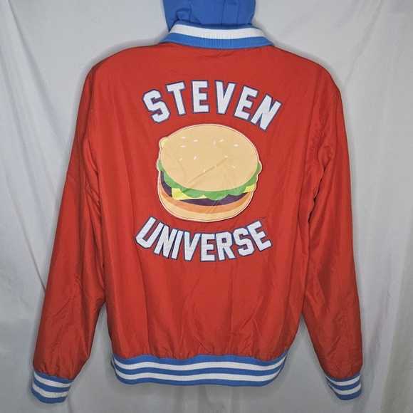 Cartoon Network Red Steven Universe Varsity Snap Hoodie Jacket Cheeseburger L - Picture 9 of 14